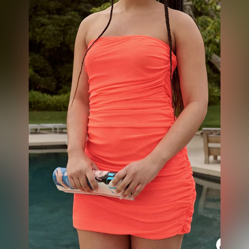 NWT By Anthropologie Strapless Ruched Mini Dress
